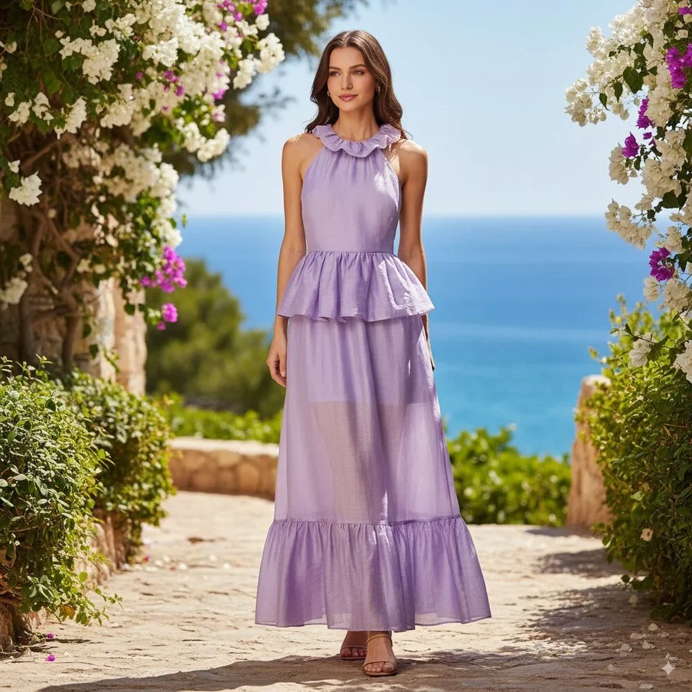 NWT Elliatt Purity Peplum Maxi Dress - Picture 1 of 9